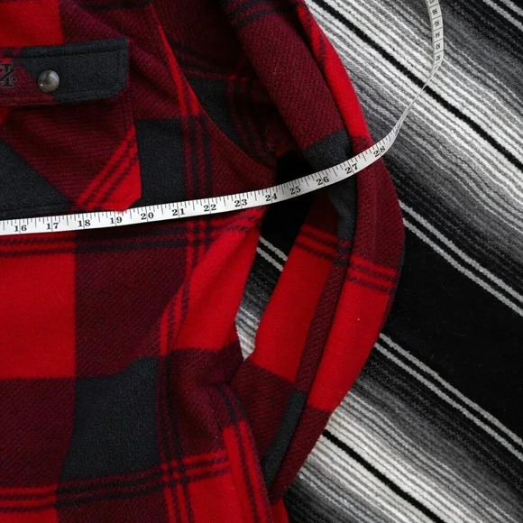 IZOD LUXURY SPORT VINTAGE MEN Sz L JACKET RED BUFFALO CHECK PLAID FLEECE SHERPA - Picture 7 of 8
